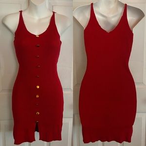 Fitted dress with gold buttons